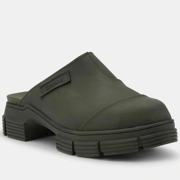 NWB GANNI Recycled Rubber City Mule Utility Clogs in Kalamata Green Size 44 - Picture 3 of 8